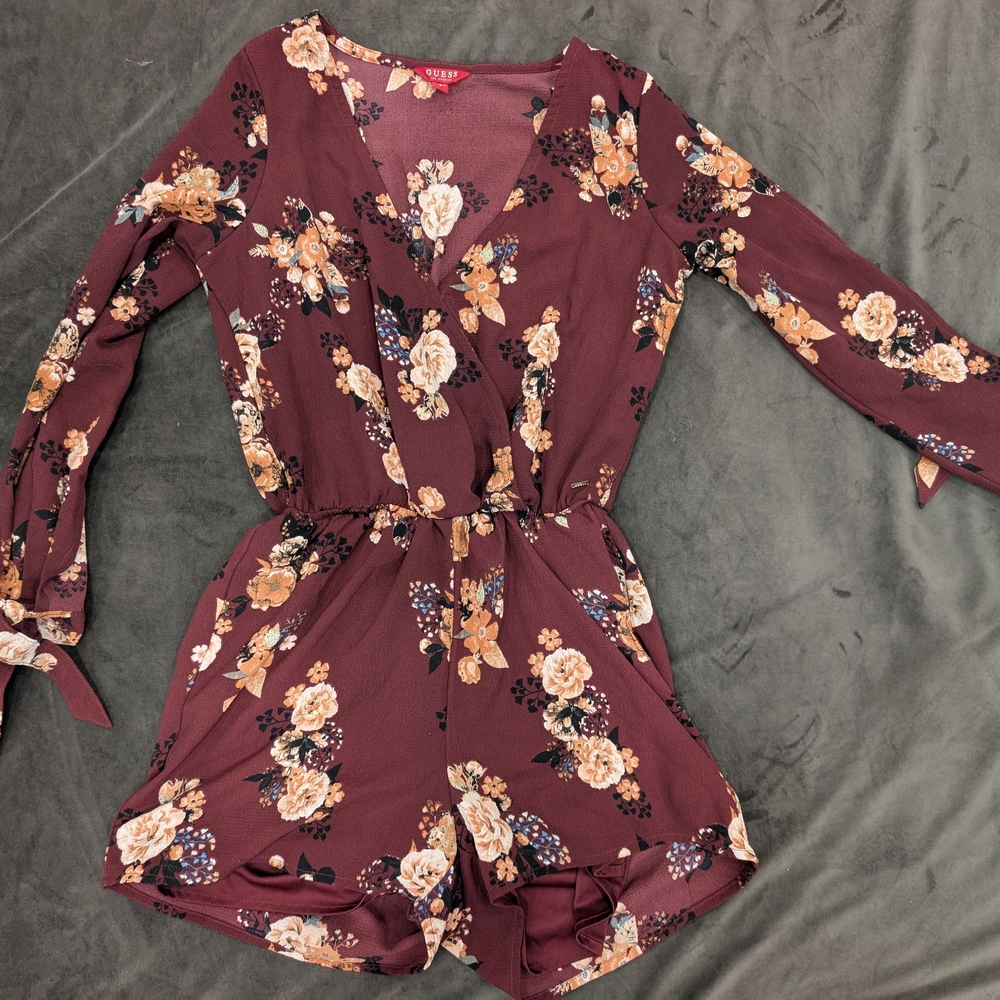 Small Guess Burgundy Floral Romper